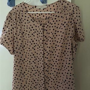 LOFT Black Spotted Tan Blouse